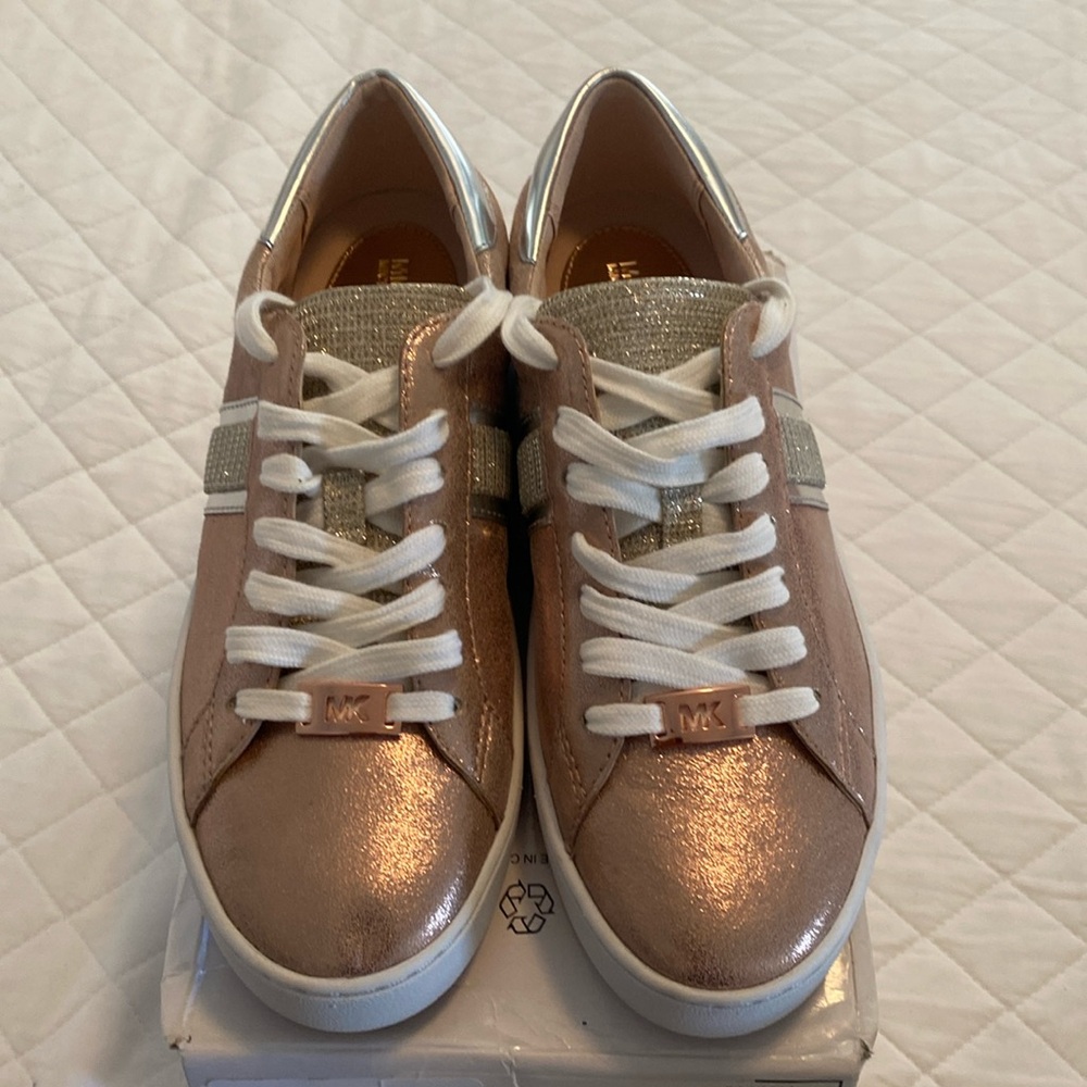 Michael Kors rose gold and silver sneakers size 7 1/2 brand new never used